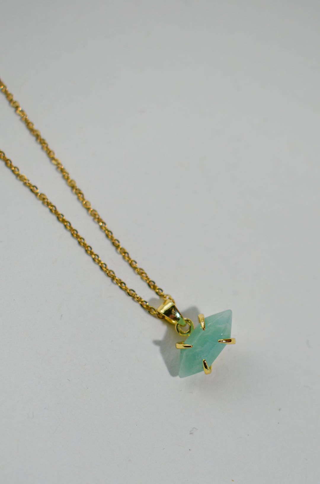 Hexagonal Crystal Gemstone & Brass Necklace