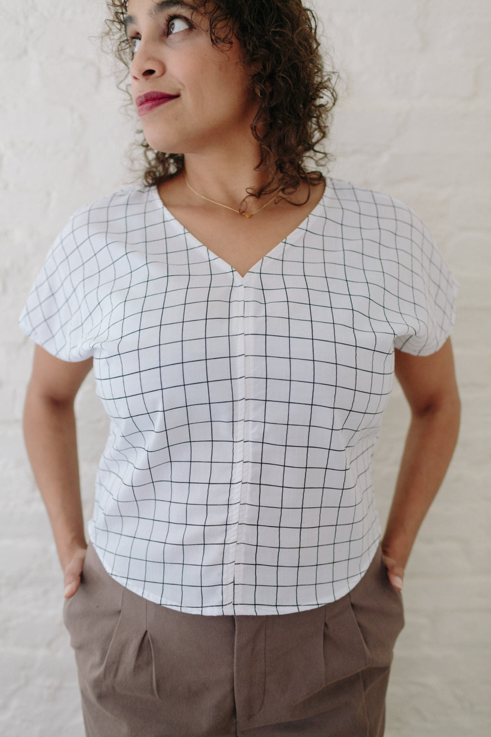 Dolman Top in White Squares