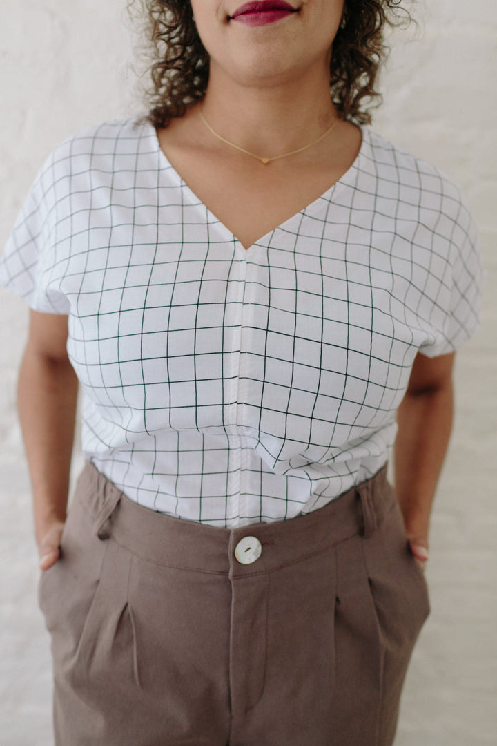 Dolman Top in White Squares