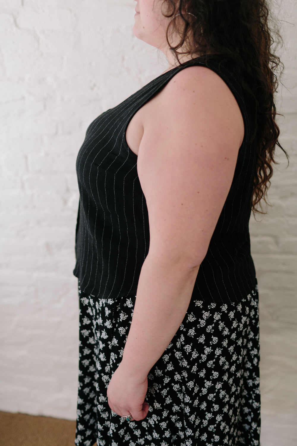 Aviva Top in Black Pinstripe