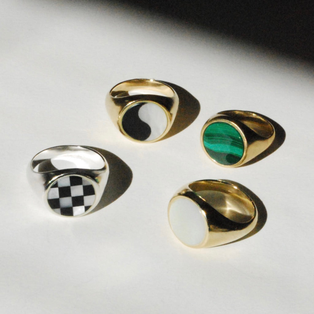 Classic Inlay Signet Ring (5 stone options)