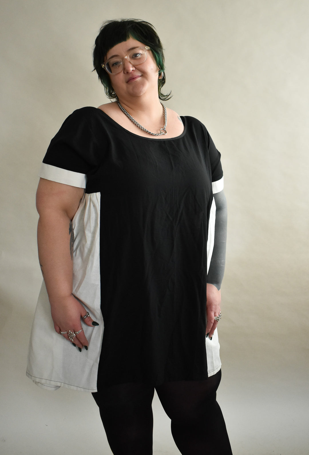 Krista Dress in Black and White Linen