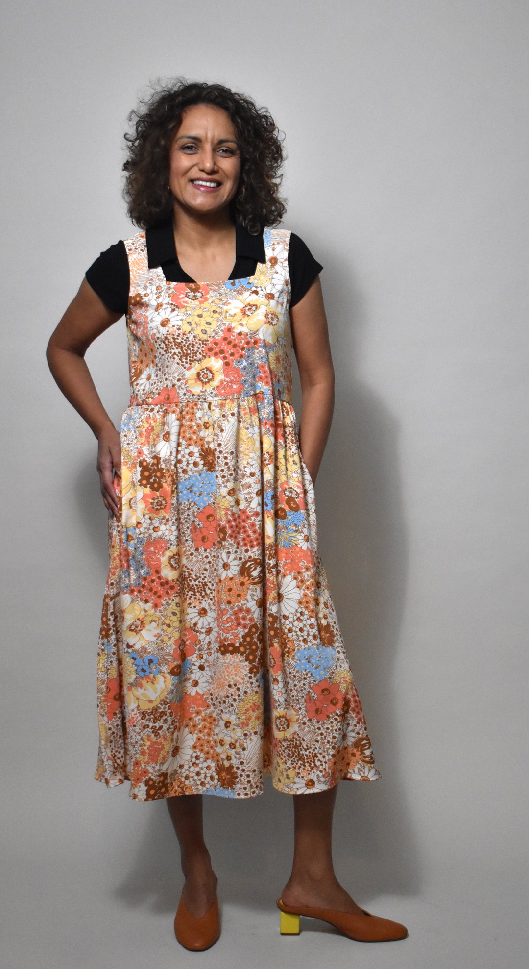 Gwendolyn Dress in 70s Saffron Floral