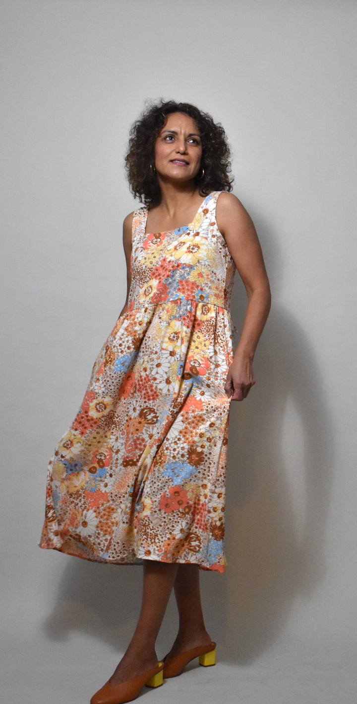 Gwendolyn Dress in 70s Saffron Floral