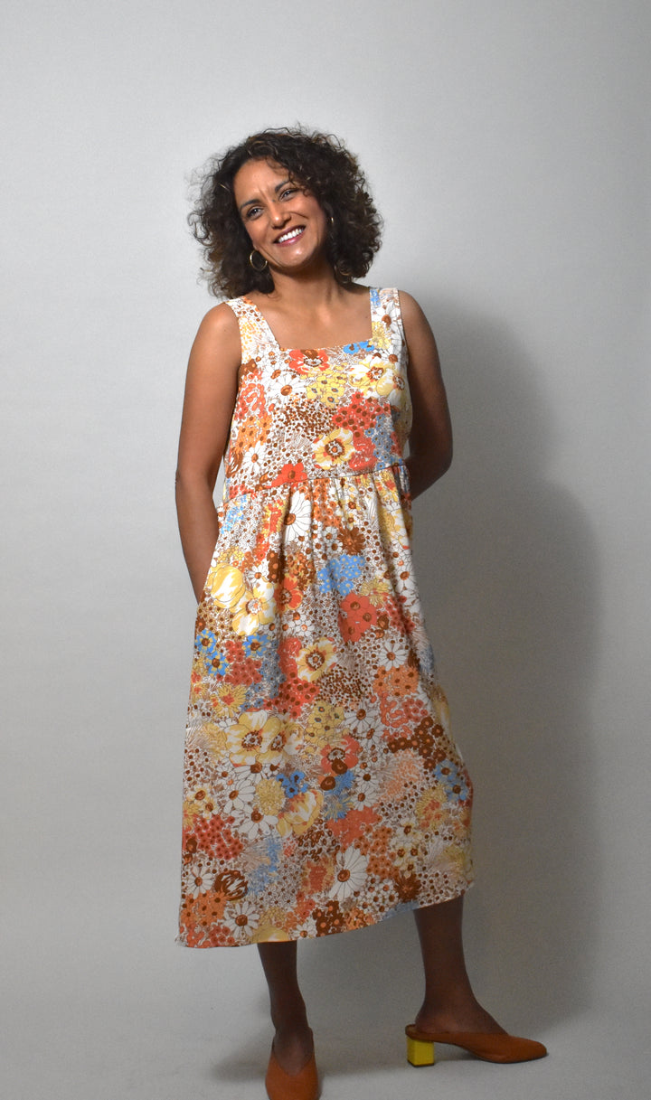 Gwendolyn Dress in 70s Saffron Floral