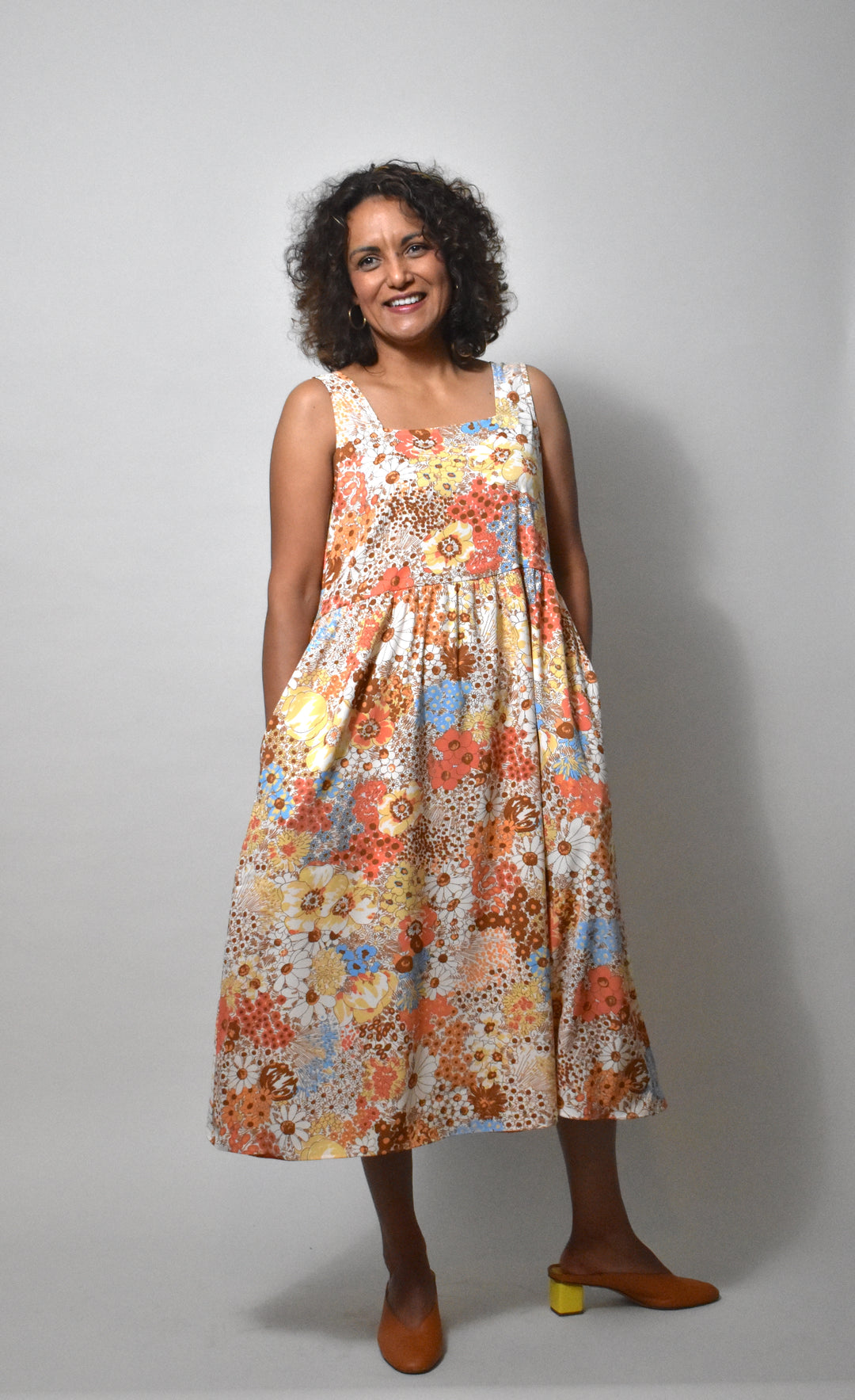 Gwendolyn Dress in 70s Saffron Floral