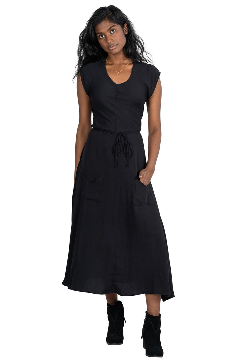 Belted Bias Dress in Black – Altar PDX