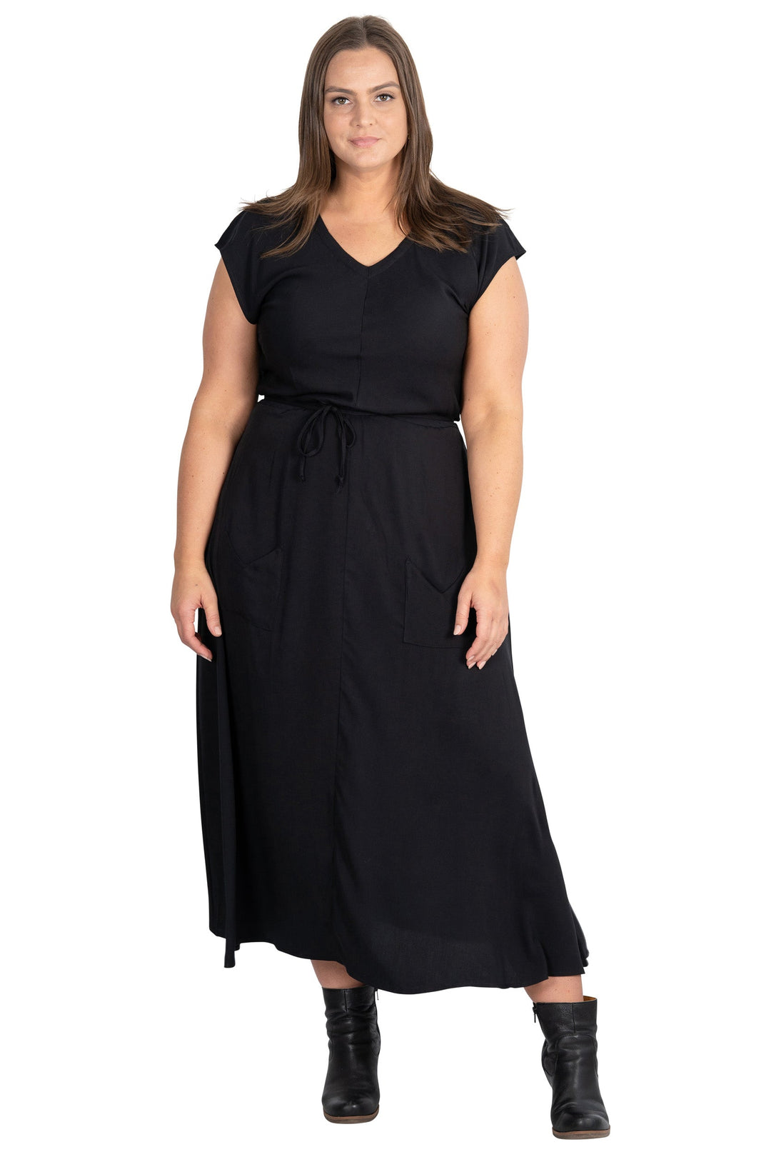 Belted Bias Dress in Black