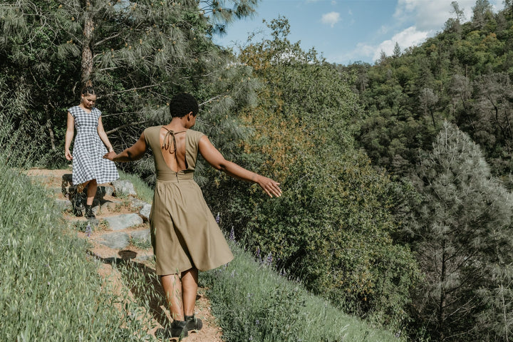 Joy dress in Olive Raw Silk