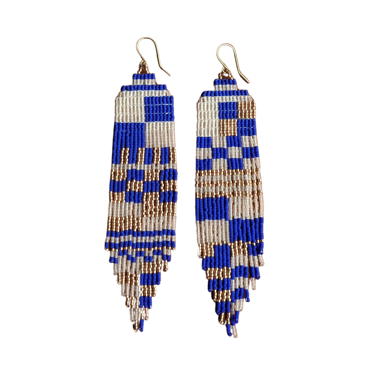 Large Checkerboard Beaded Earrings (3 Colorways)