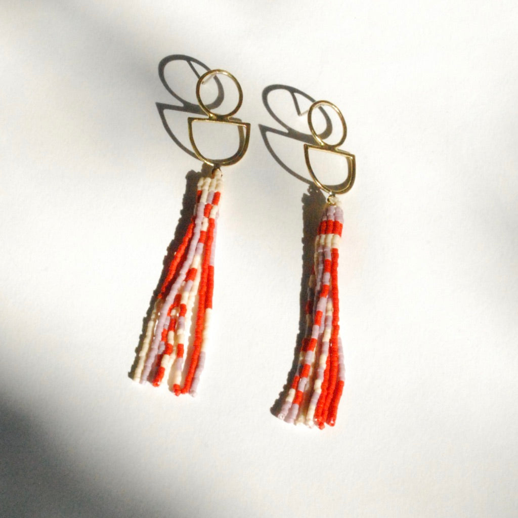 Fringe Beaded Earrings (3 Colorways)