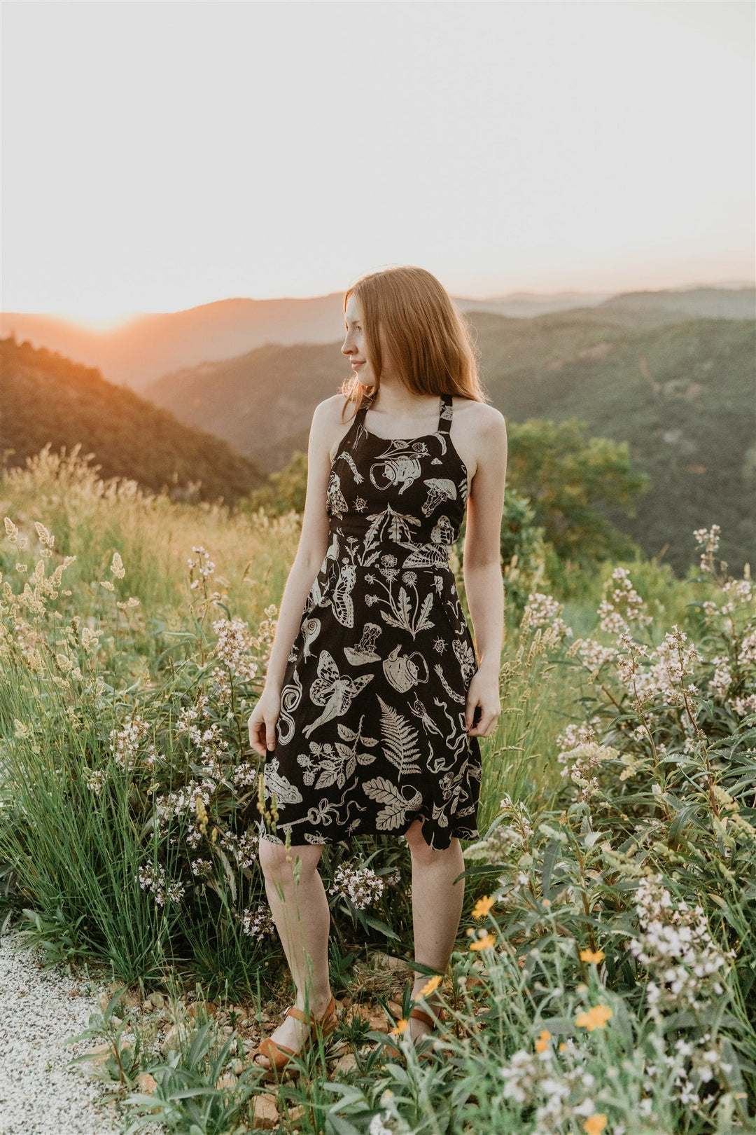 Juniper Dress in Black Woodland Wonder