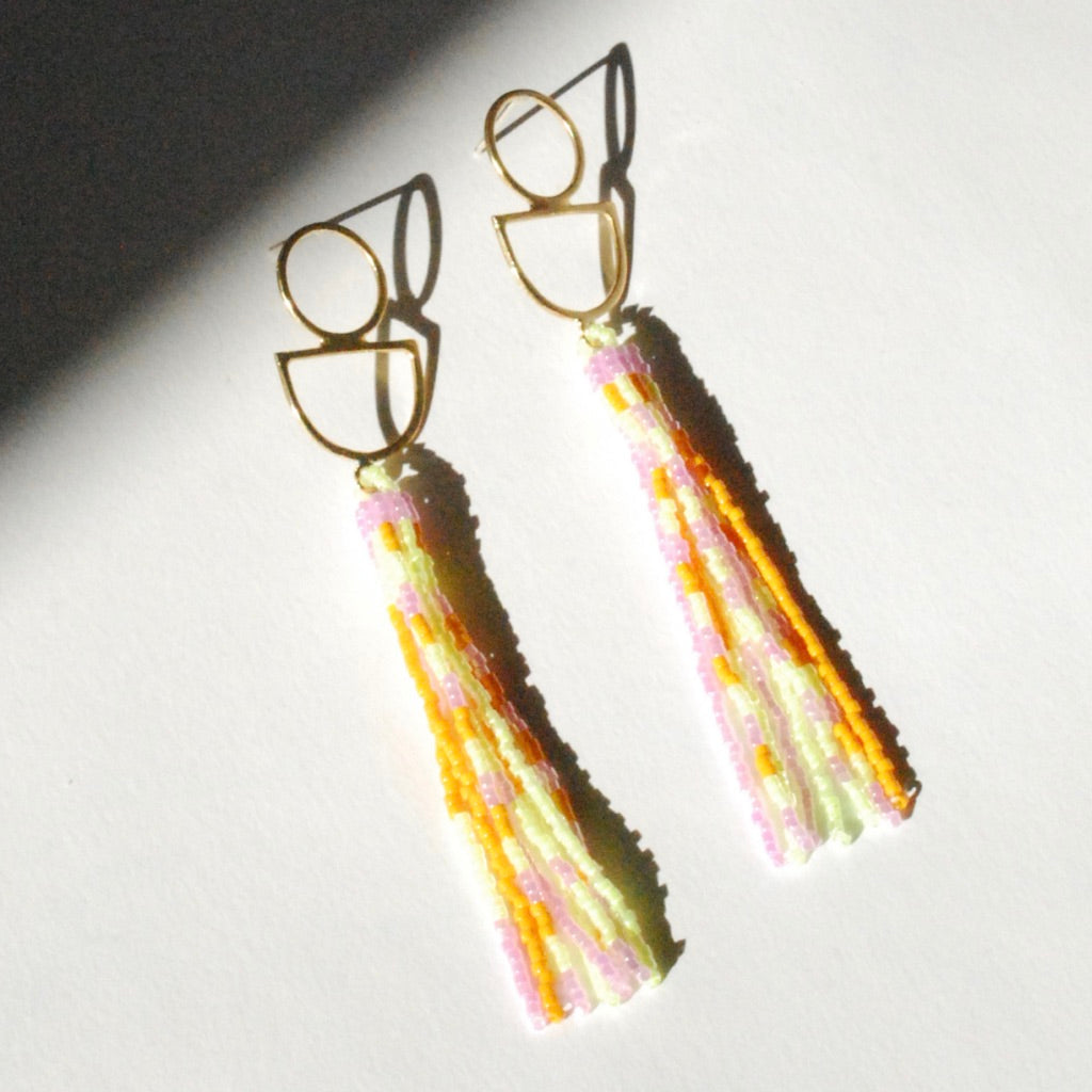 Fringe Beaded Earrings (3 Colorways)