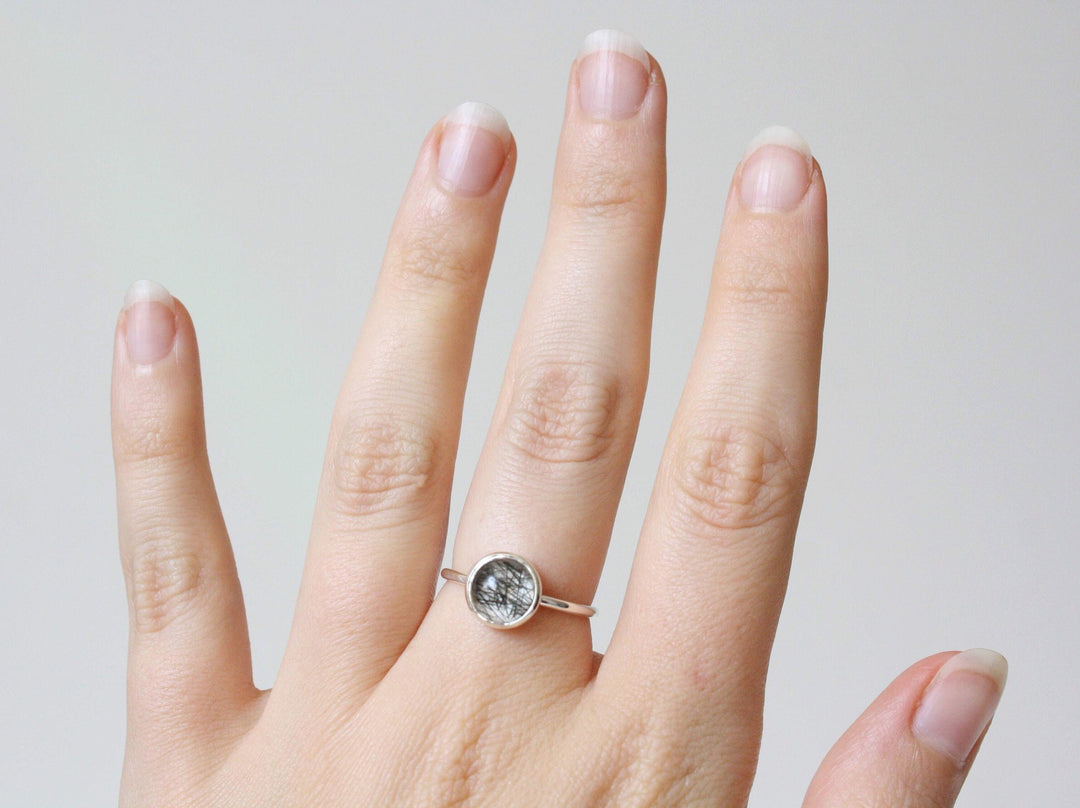 Black Rutilated Quartz Ring