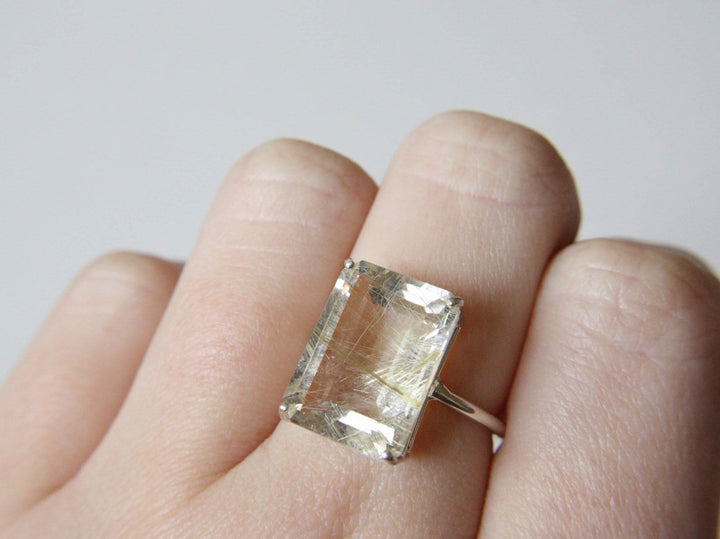 Golden Rutilated Quartz Ring