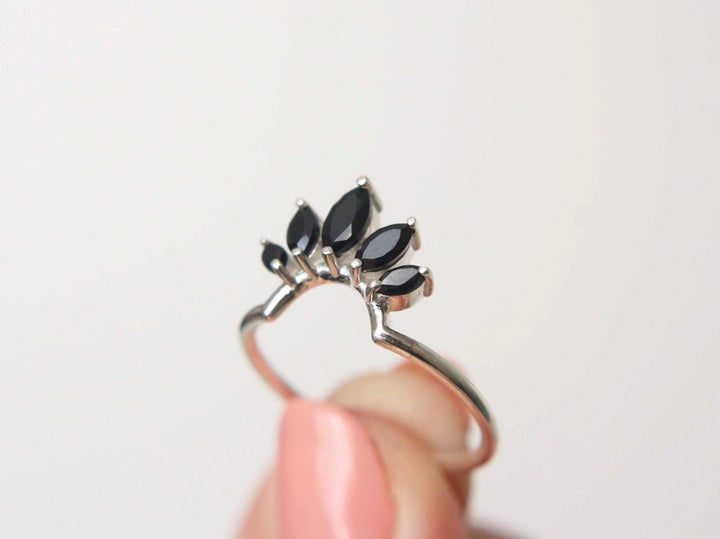 Marquise Crown Black Spinel Ring