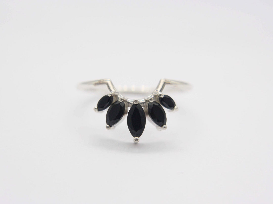 Marquise Crown Black Spinel Ring