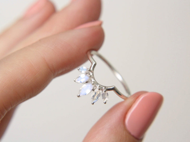 Marquise Crown Moonstone Ring