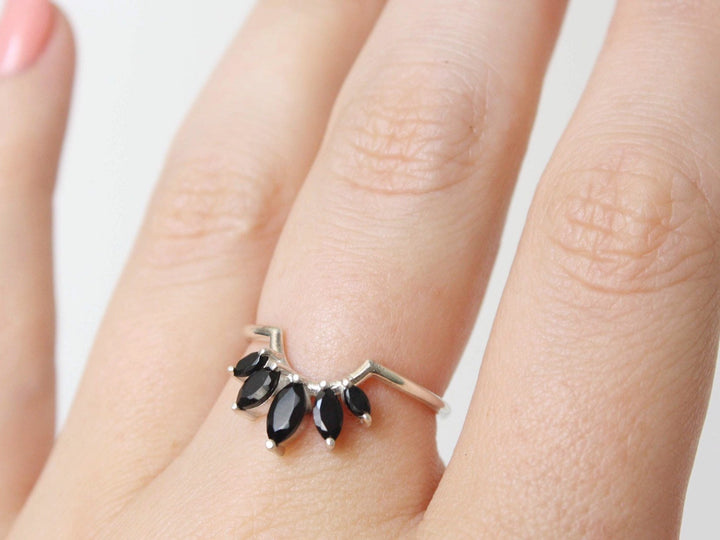 Marquise Crown Black Spinel Ring