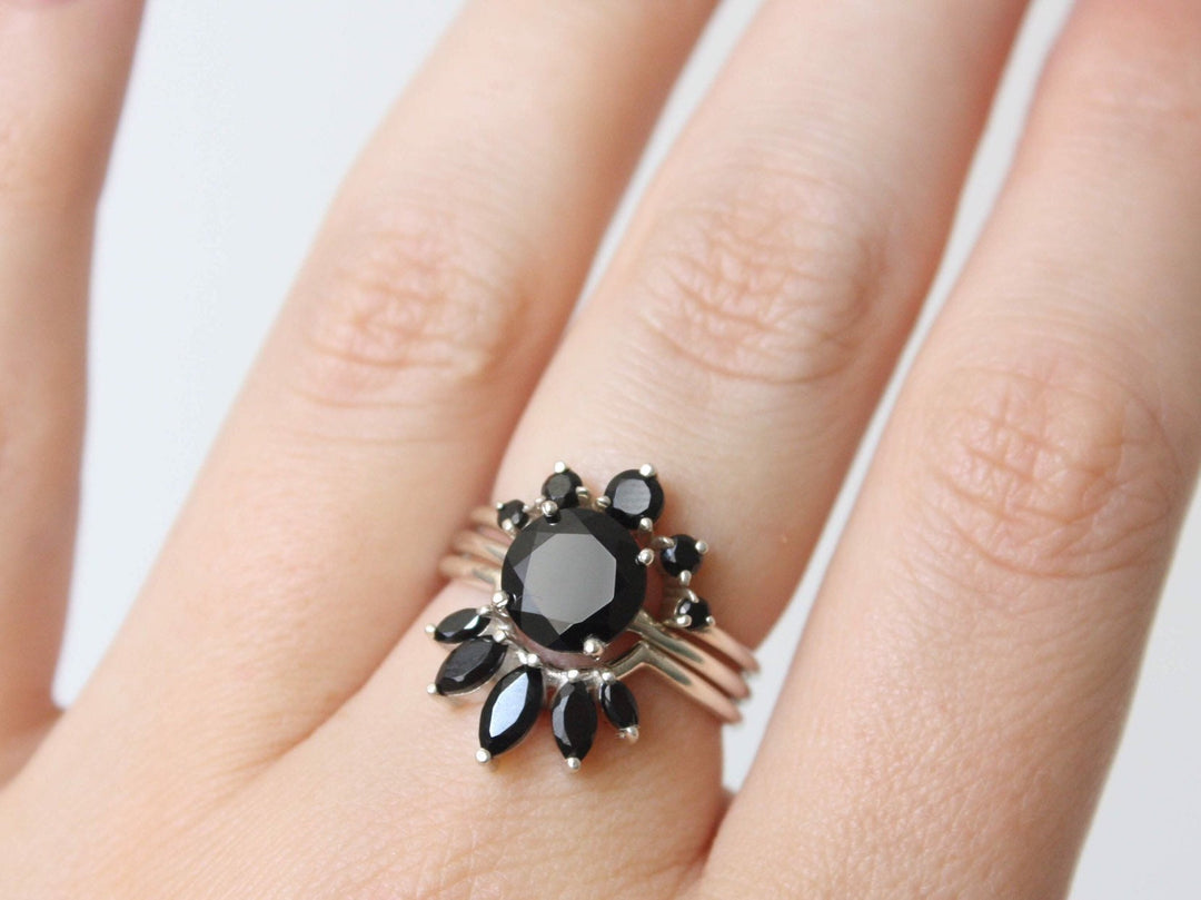 Marquise Crown Black Spinel Ring