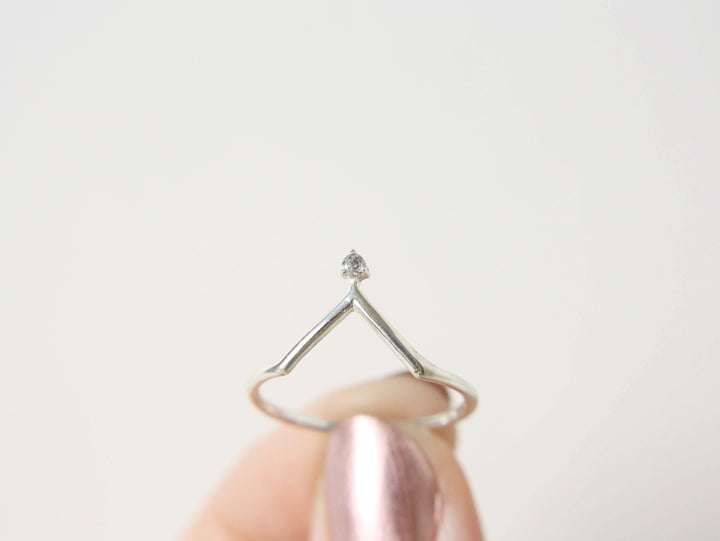 Salt and Pepper Diamond Chevron Ring