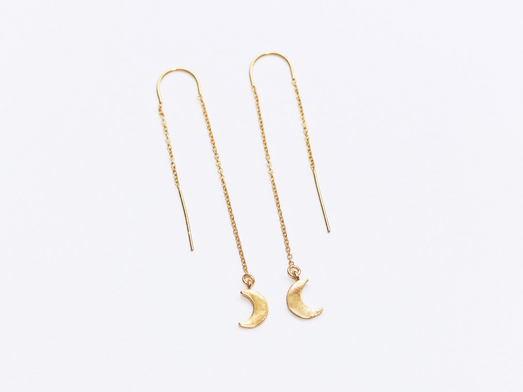 Crescent Moon Threader Earrings