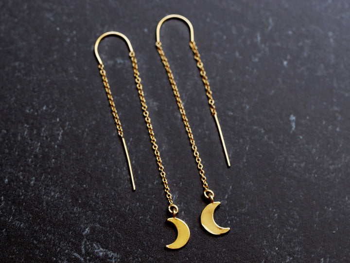 Crescent Moon Threader Earrings