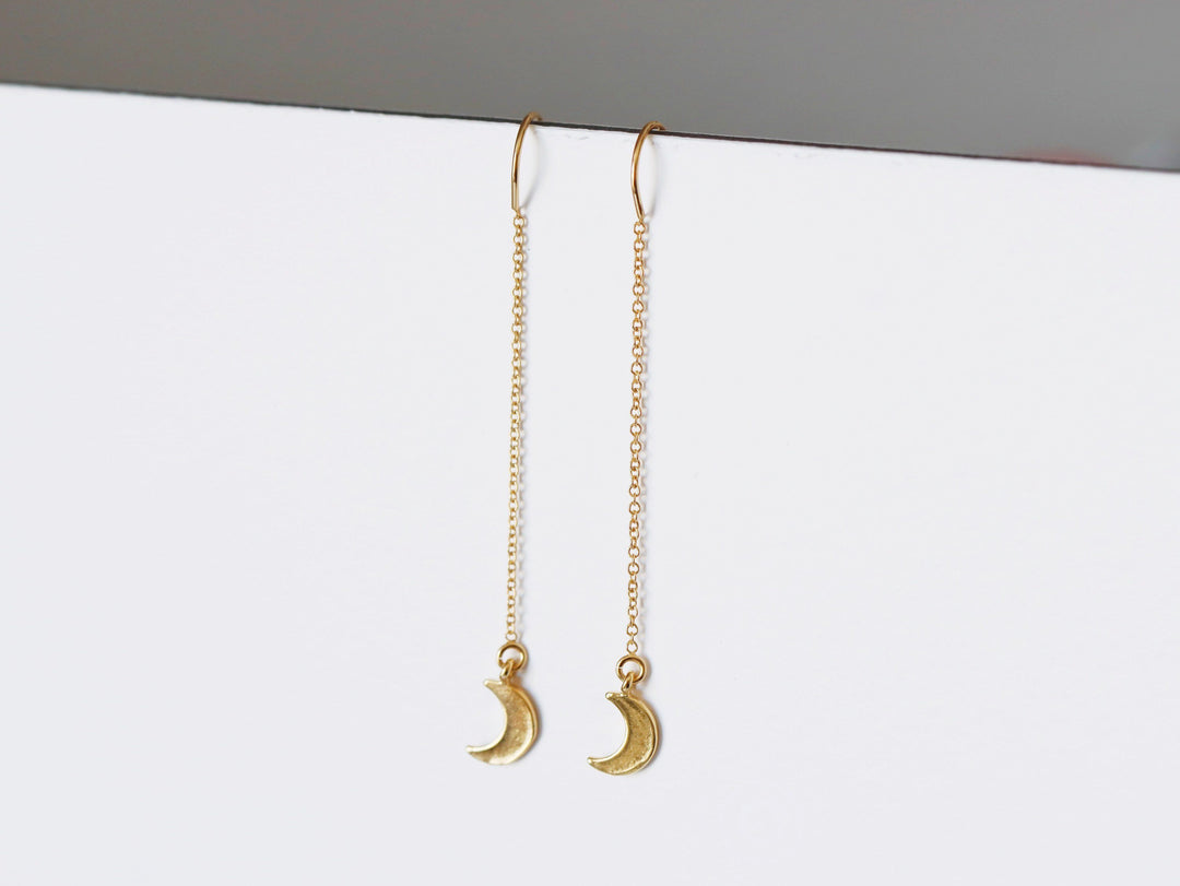 Crescent Moon Threader Earrings