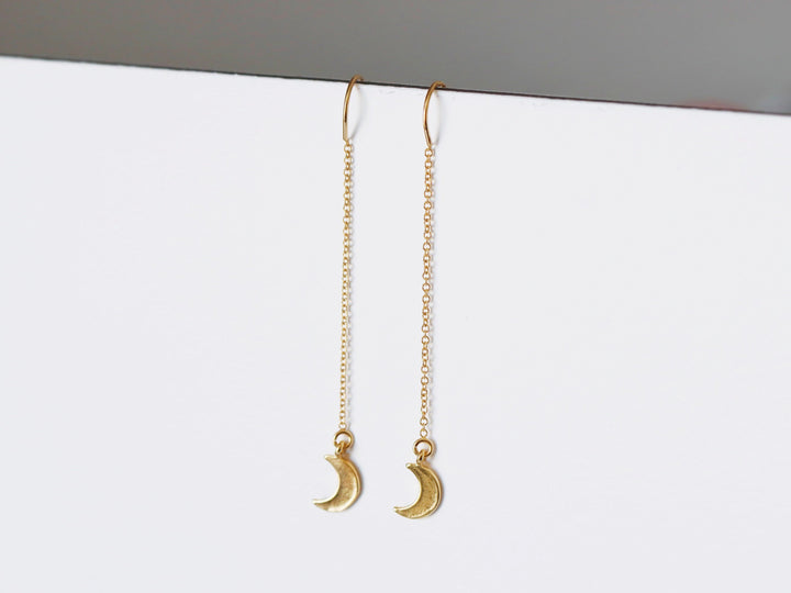 Crescent Moon Threader Earrings