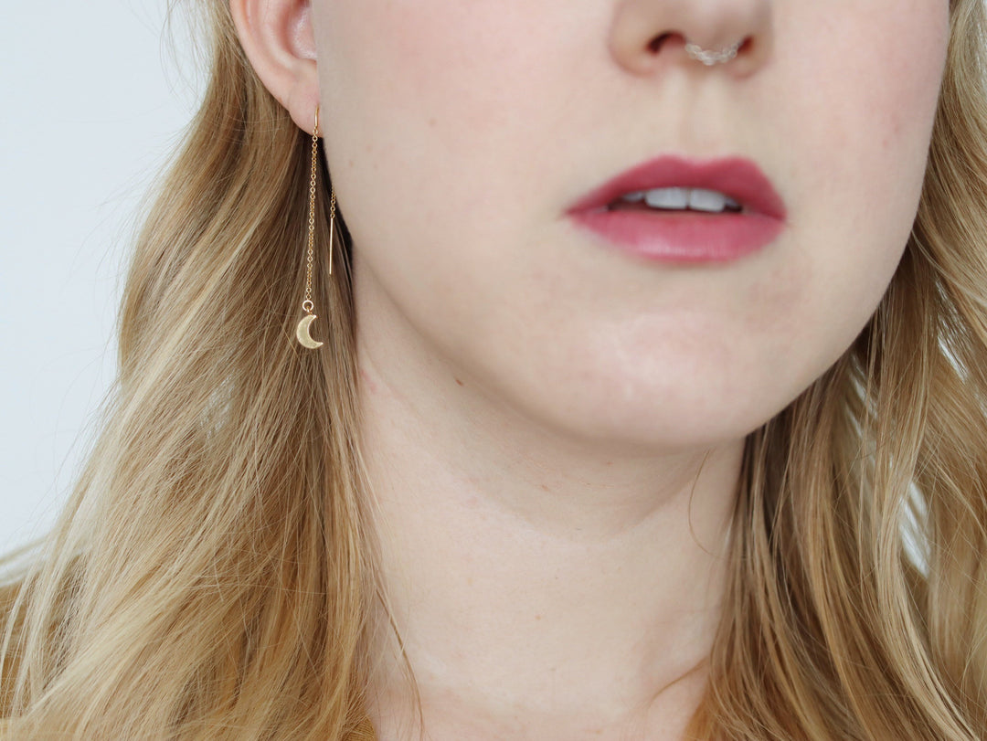 Crescent Moon Threader Earrings