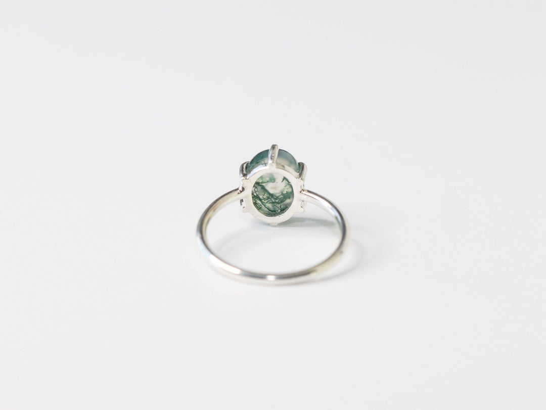 6 Prong Moss Agate Ring