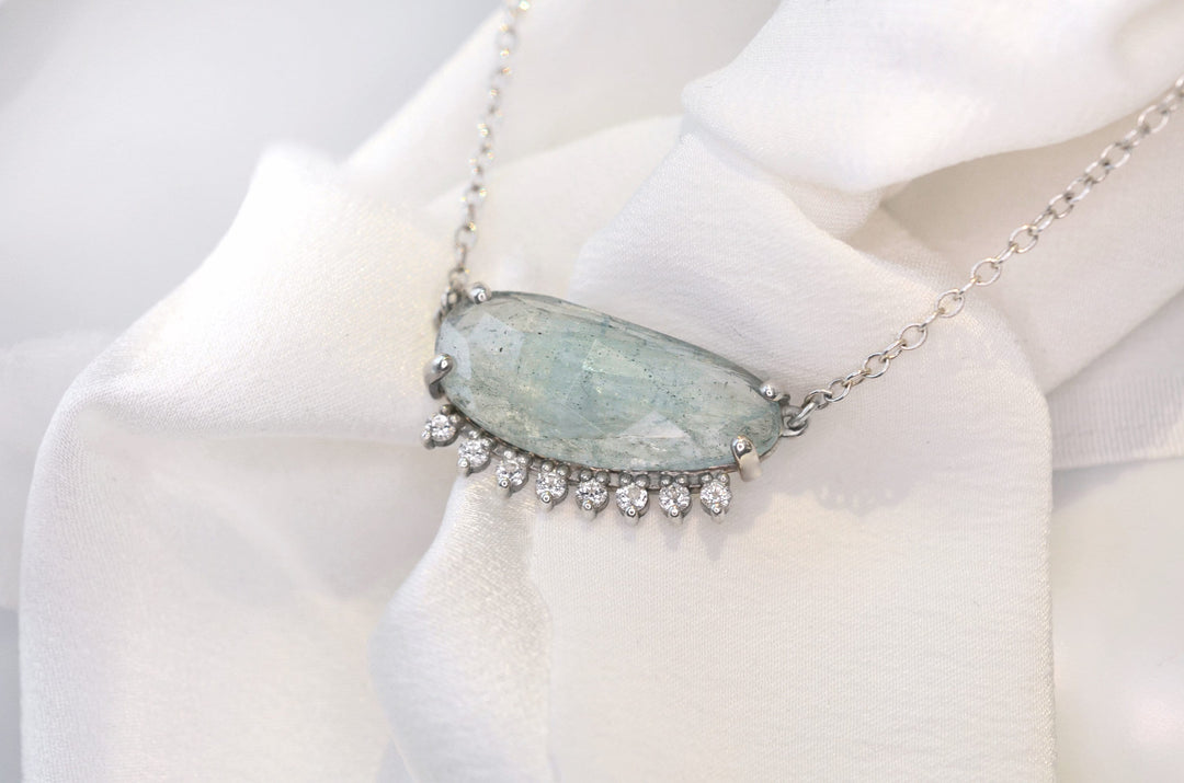 Aquamarine Super Halo Necklace