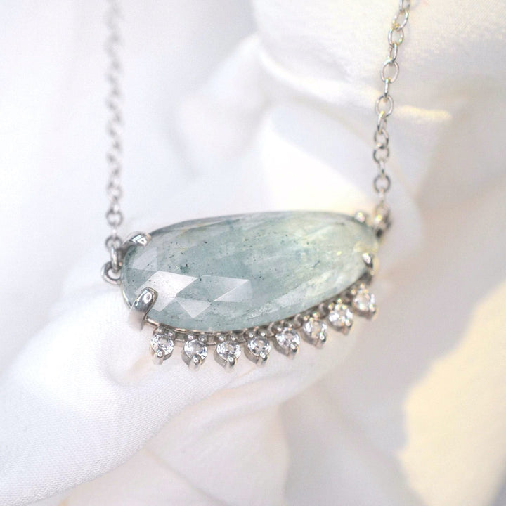 Aquamarine Super Halo Necklace