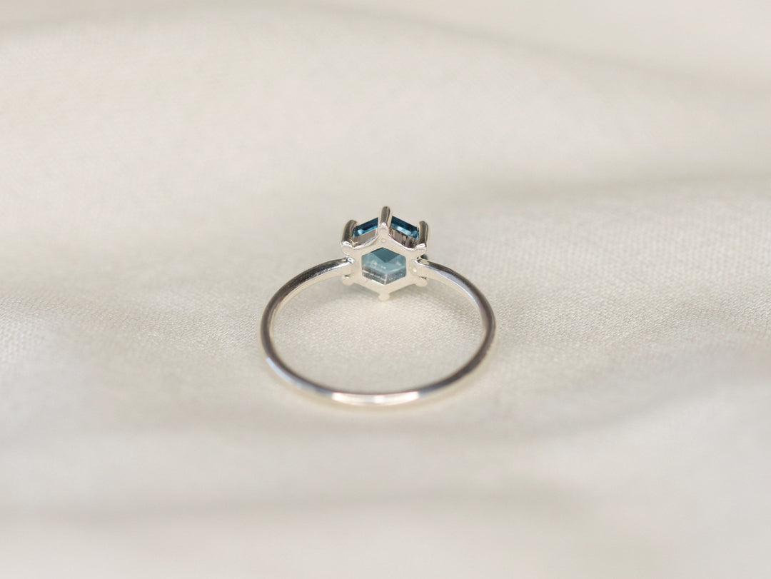 6mm Hexagon London Blue Topaz Ring