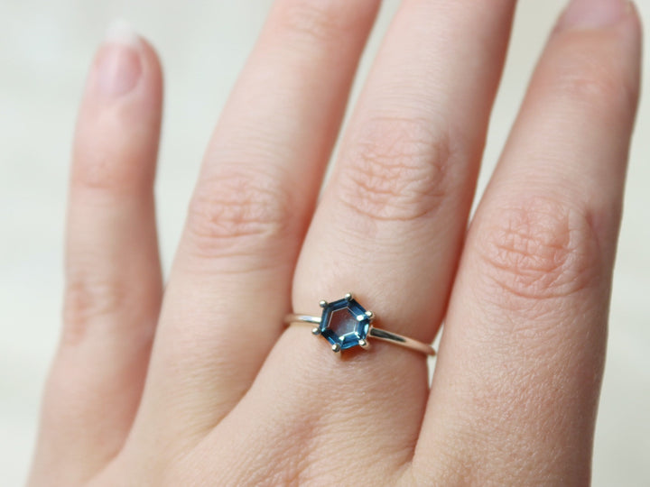 6mm Hexagon London Blue Topaz Ring