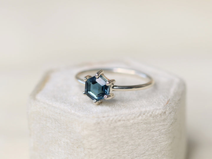 6mm Hexagon London Blue Topaz Ring