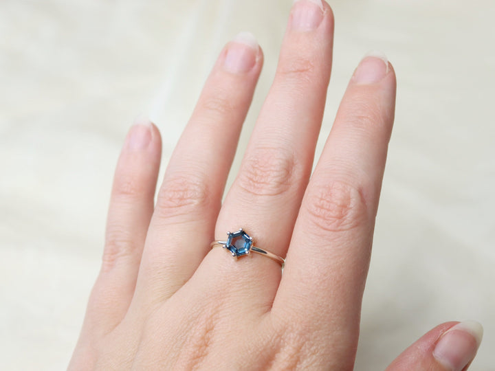 6mm Hexagon London Blue Topaz Ring