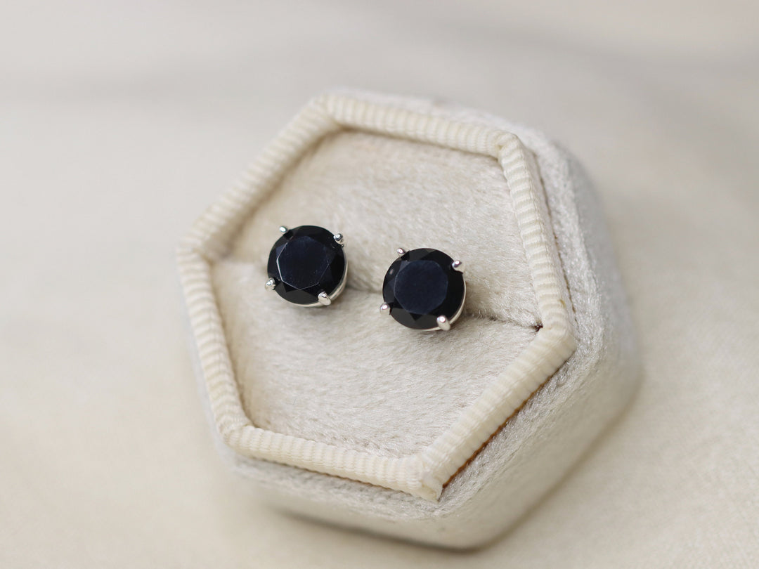 Black Spinel Stud Earrings