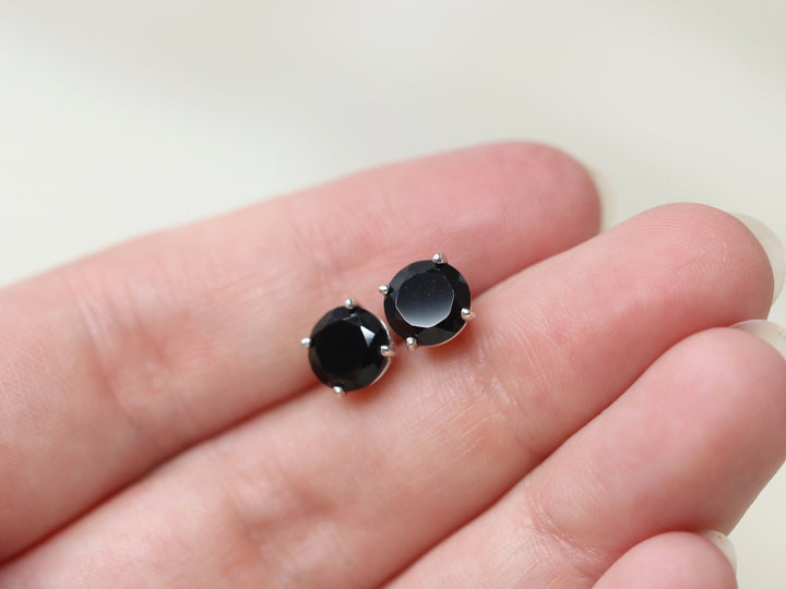 Black Spinel Stud Earrings