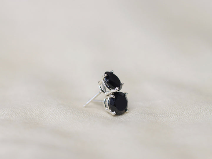 Black Spinel Stud Earrings