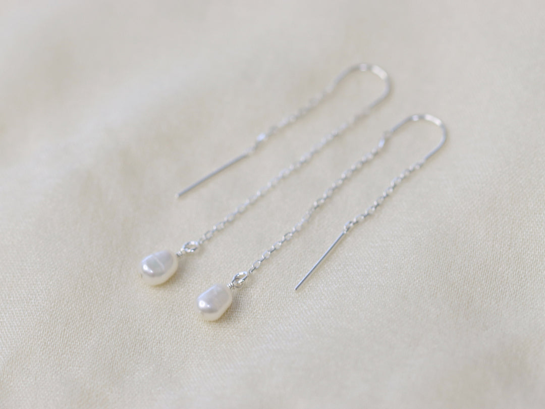 Delicate Pearl Threader Earrings