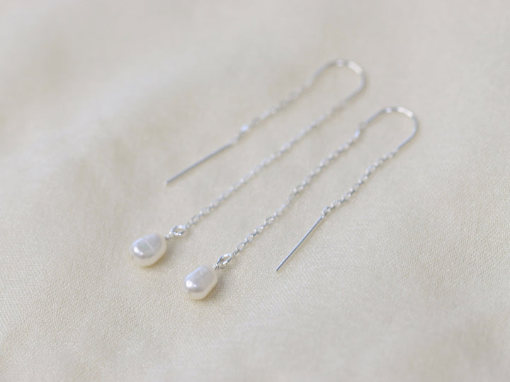 Delicate Pearl Threader Earrings